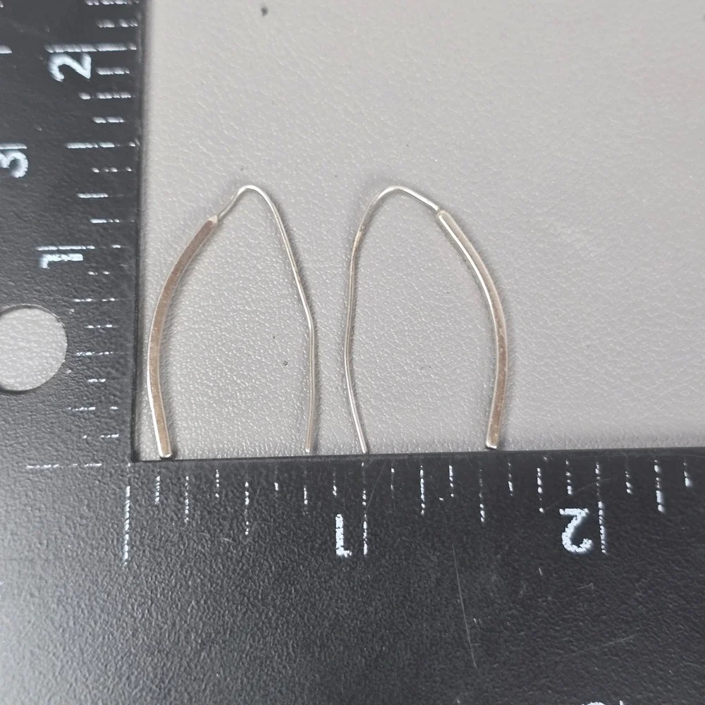 Sterling Silver Arc Threader Earrings Minimalist Curved Bar Pull Through Dangle